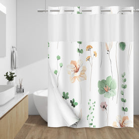 WITHLOC floral sage green shower curtain adds calming decor and moisture resistance
