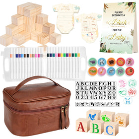 WITOROR baby shower sign kit wood blocks for creative activities and keepsakes
