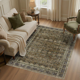 WITSHOCK 5x7 area rug in boho pattern enhances living room ambiance and comfort.