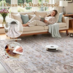 WITSHOCK machine-washable rug simplifies cleanup after spills.