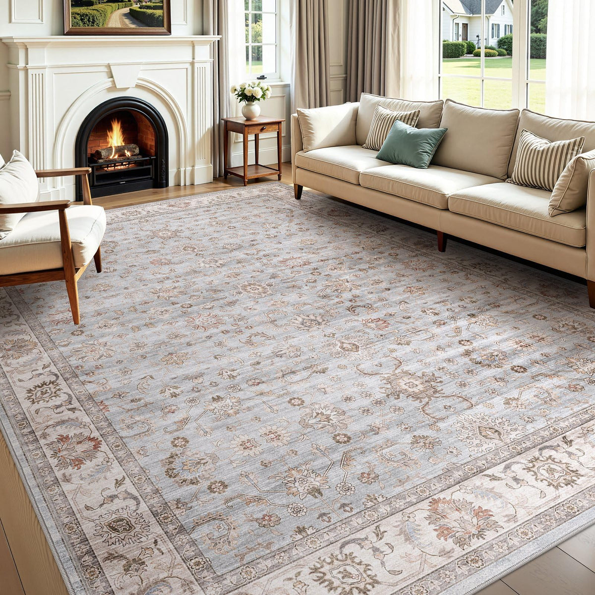 WITSHOCK 8x10 rug features a soft texture for a cozy living room underfoot.
