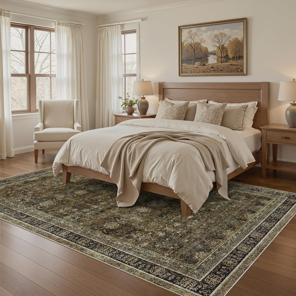 WITSHOCK rug with non-slip backing stays securely in place on floors.