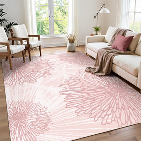 WITSHOCK pink boho floral rug 5x7 adds warm, cozy charm to bedrooms.