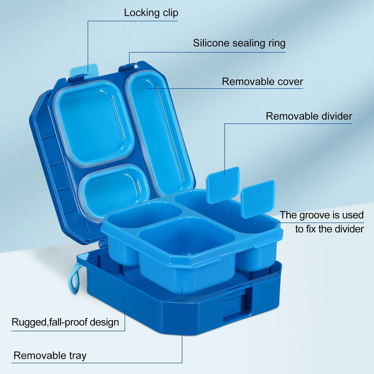 Wiwens Bento lunch box compartments close-up highlights versatile zones for meals