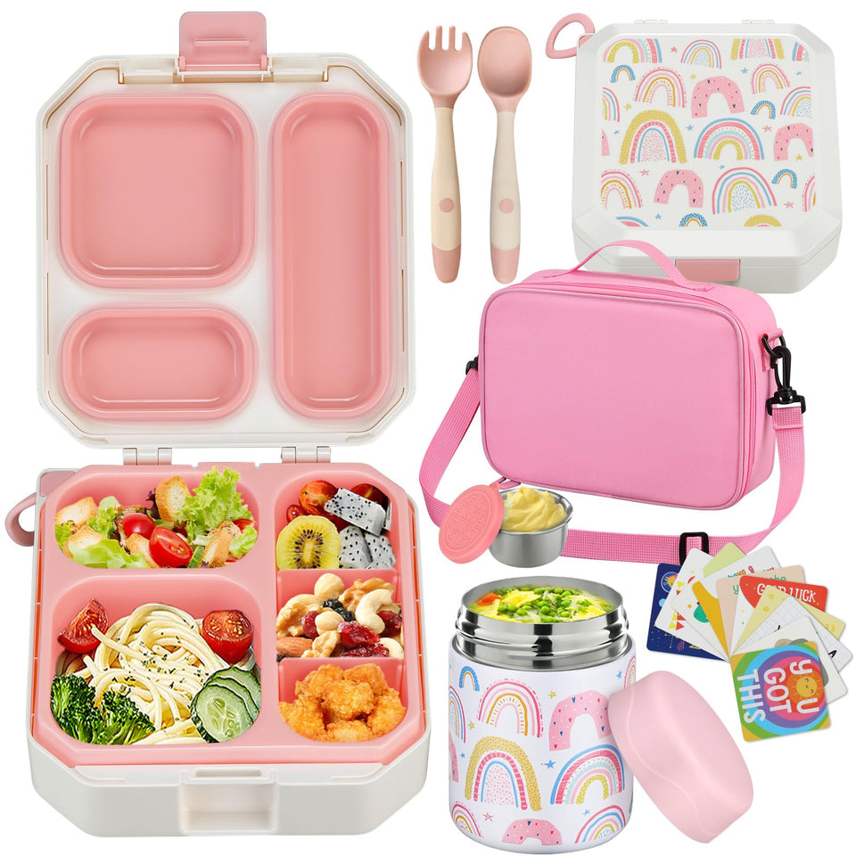 Wiwens bento lunch box for kids with 35oz capacity and leakproof design.