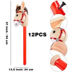 Wizzosivoor red inflatable stick horse side view ideal for dynamic photo moments