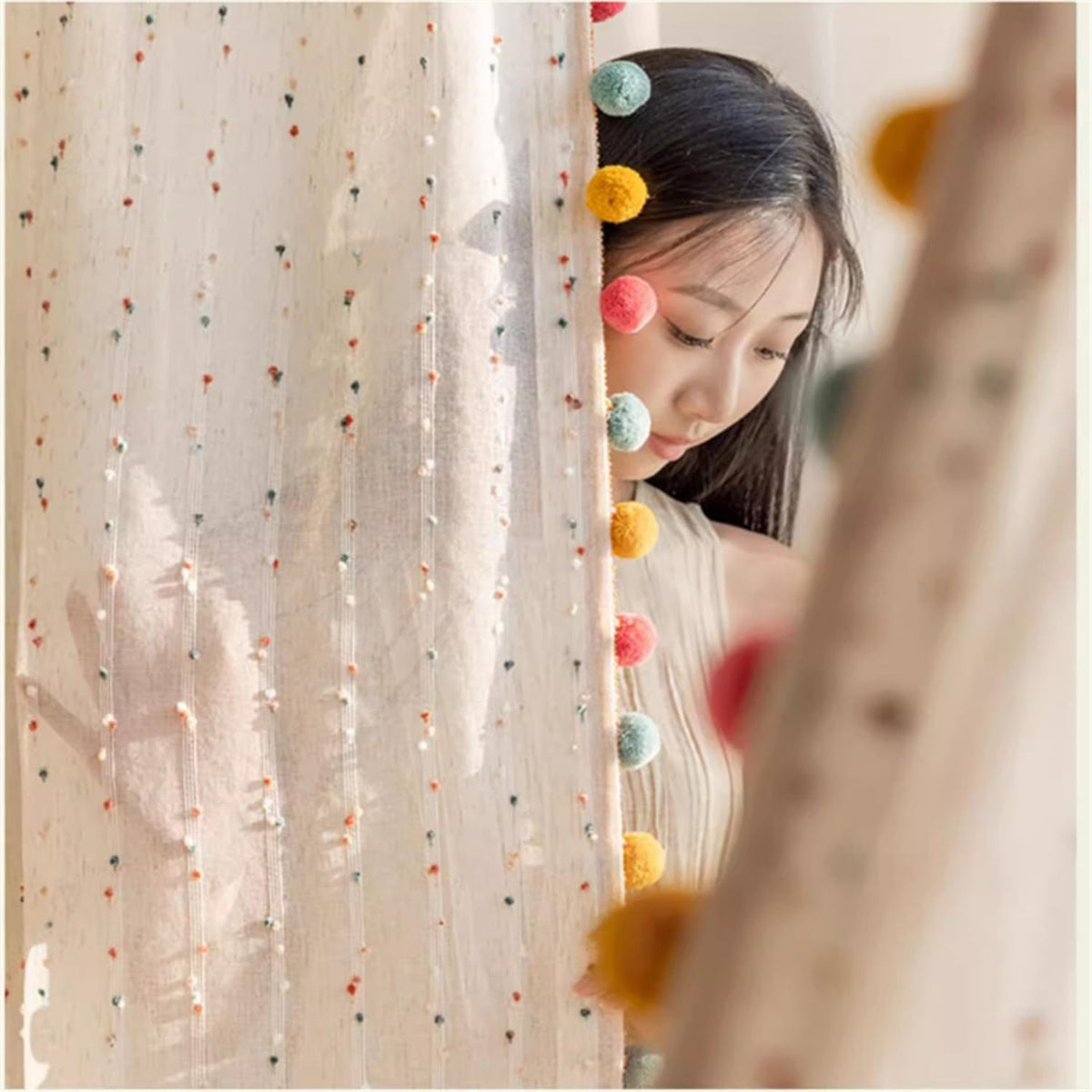 WJLQLM nursery room decor curtain adds cheerful ambiance.