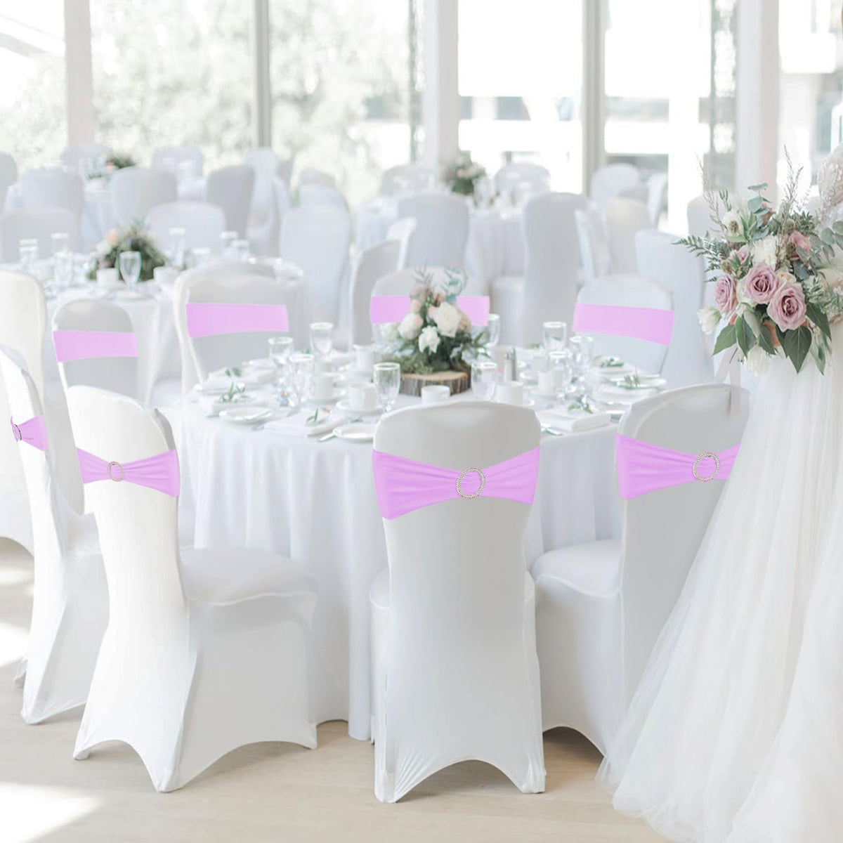 WJWHQ 100 pieces spandex chair sashes, versatile event styling