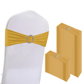 WJWHQ gold spandex stretch chair sashes pack of 100 for elegant event decor