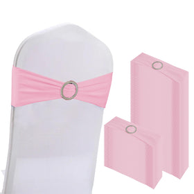 WJWHQ pink stretch chair sash pack 100 pieces, ready for chic wedding decor