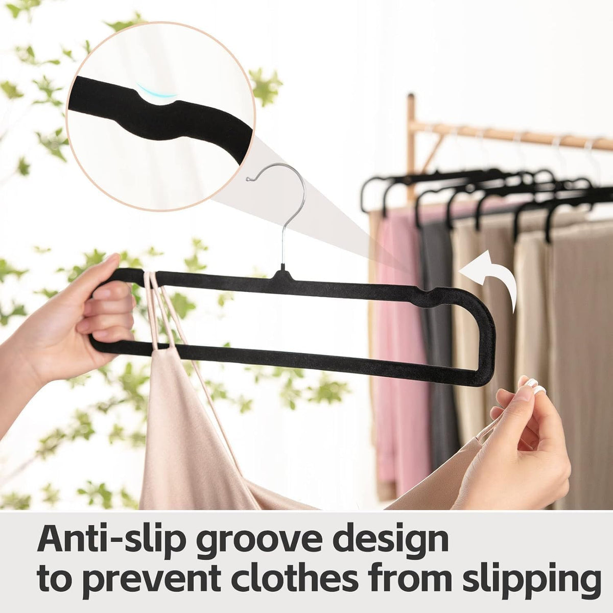 WJWSKI velvet surface minimizes slipping and protects fabrics from creases.