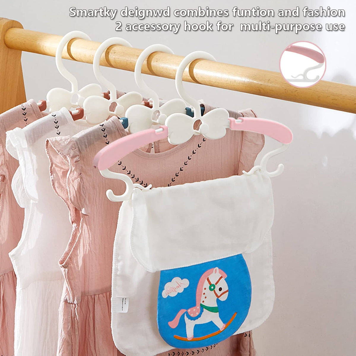 WJWSKI pink hanger edge with non-slip grip to prevent slipping of garments.