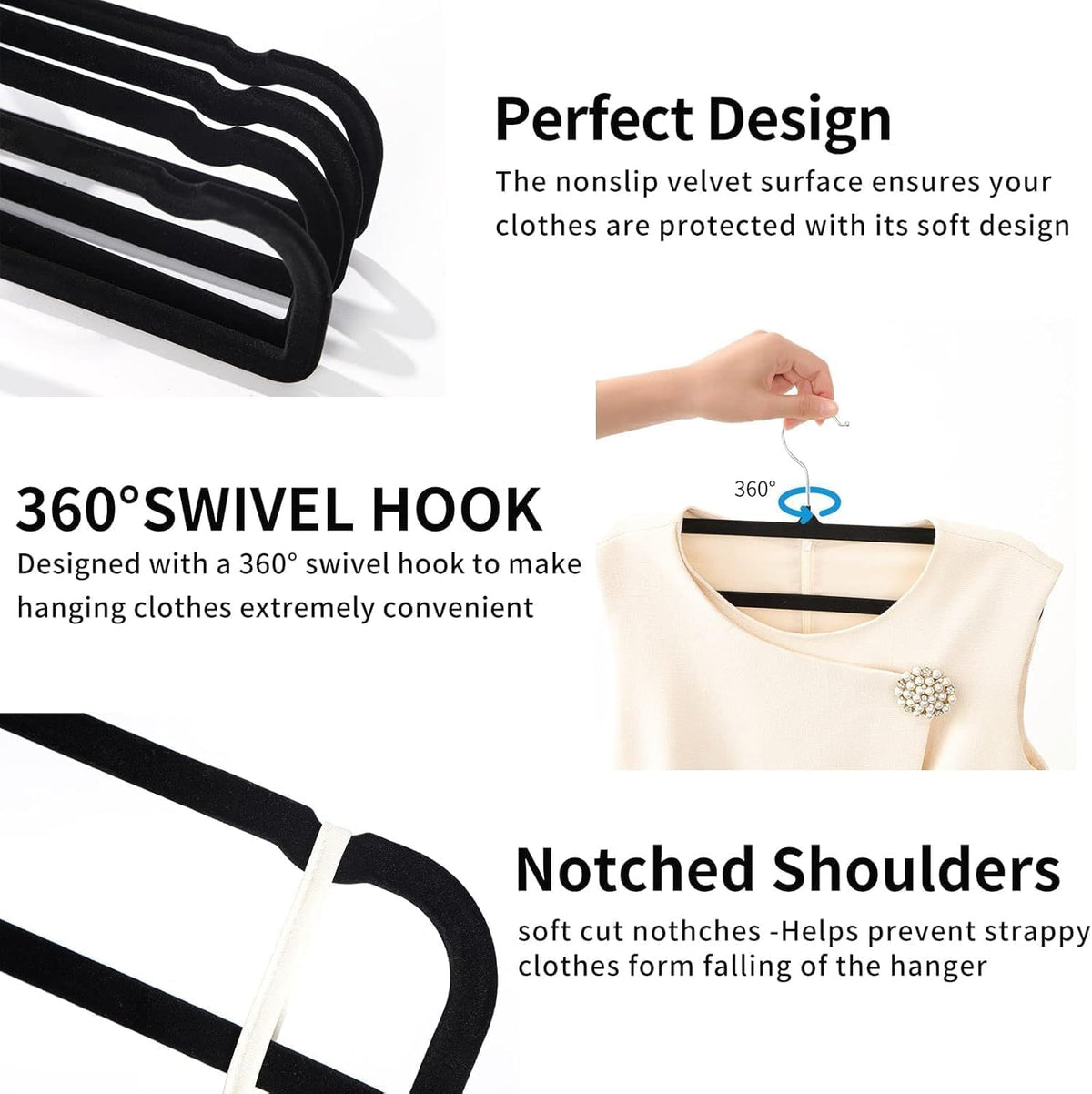 WJWSKI notched-shoulder hangers help hang dresses and tank tops without creasing.