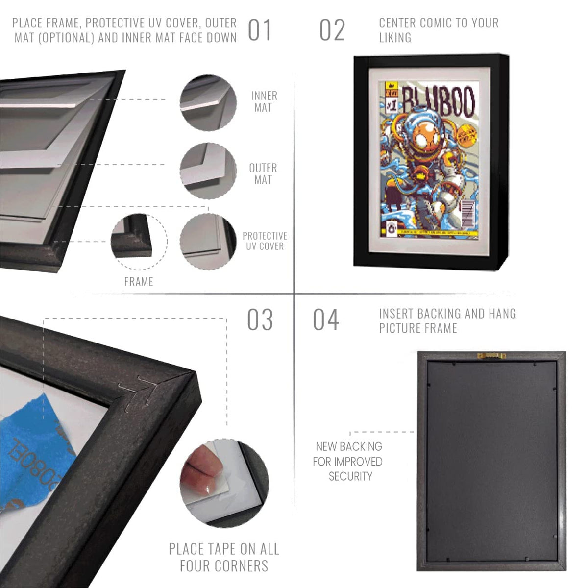 WKG Brands White Frame with White Mat for bright presentation.