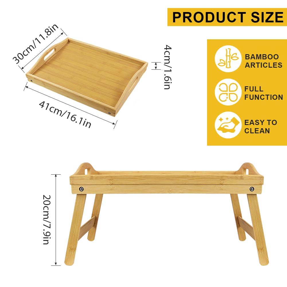 WKWKER bamboo bed tray close-up of folding legs with sturdy hardware