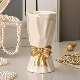 WLGRANJIA Bow Vase white front view showcases elegant bow silhouette for decor.