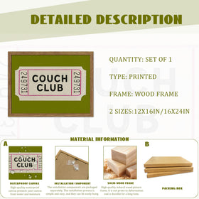 WLHARTT couch club ticket quote poster enhances cozy rooms