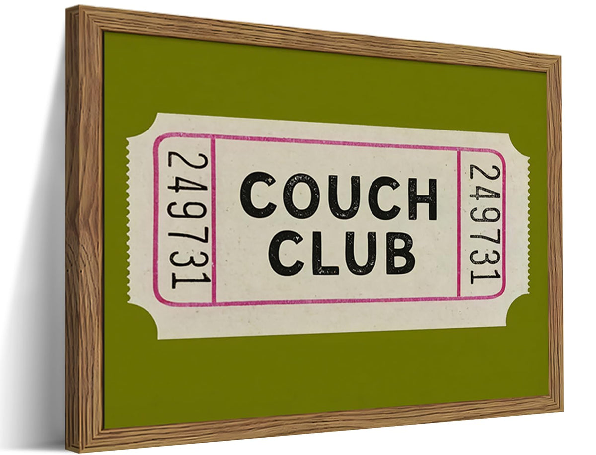WLHARTT vintage framed wall art couch club ticket canvas for living spaces