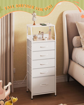 WLIVE bedside nightstand emphasizes sturdy frame and anti tip safety.