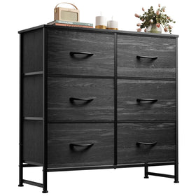 WLIVE black dresser with six fabric drawers for organized clothes.