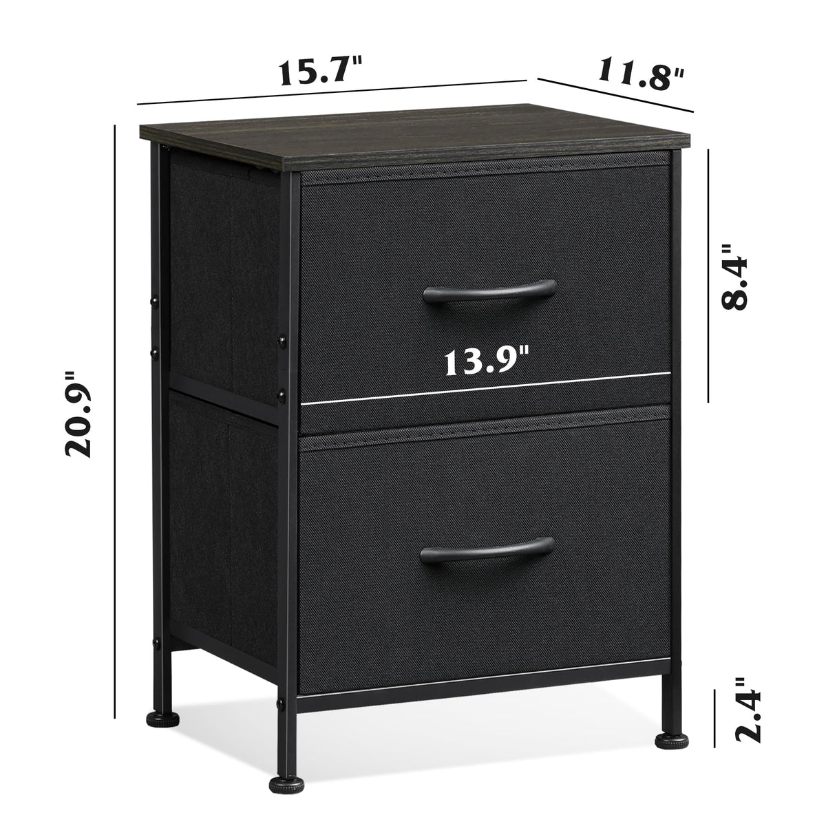 WLIVE night stand features adjustable feet to protect floors.