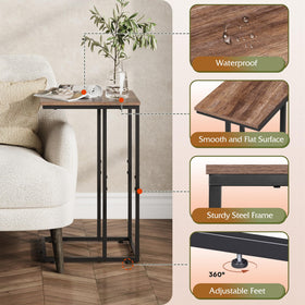 WLIVE C Shaped End Table closeup of steel frame highlights durability.