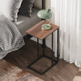 WLIVE C Shaped End Table in living room setup illustrates versatile placement.