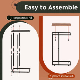 WLIVE C Shaped End Table sturdy design supports everyday use up to 50 lbs.