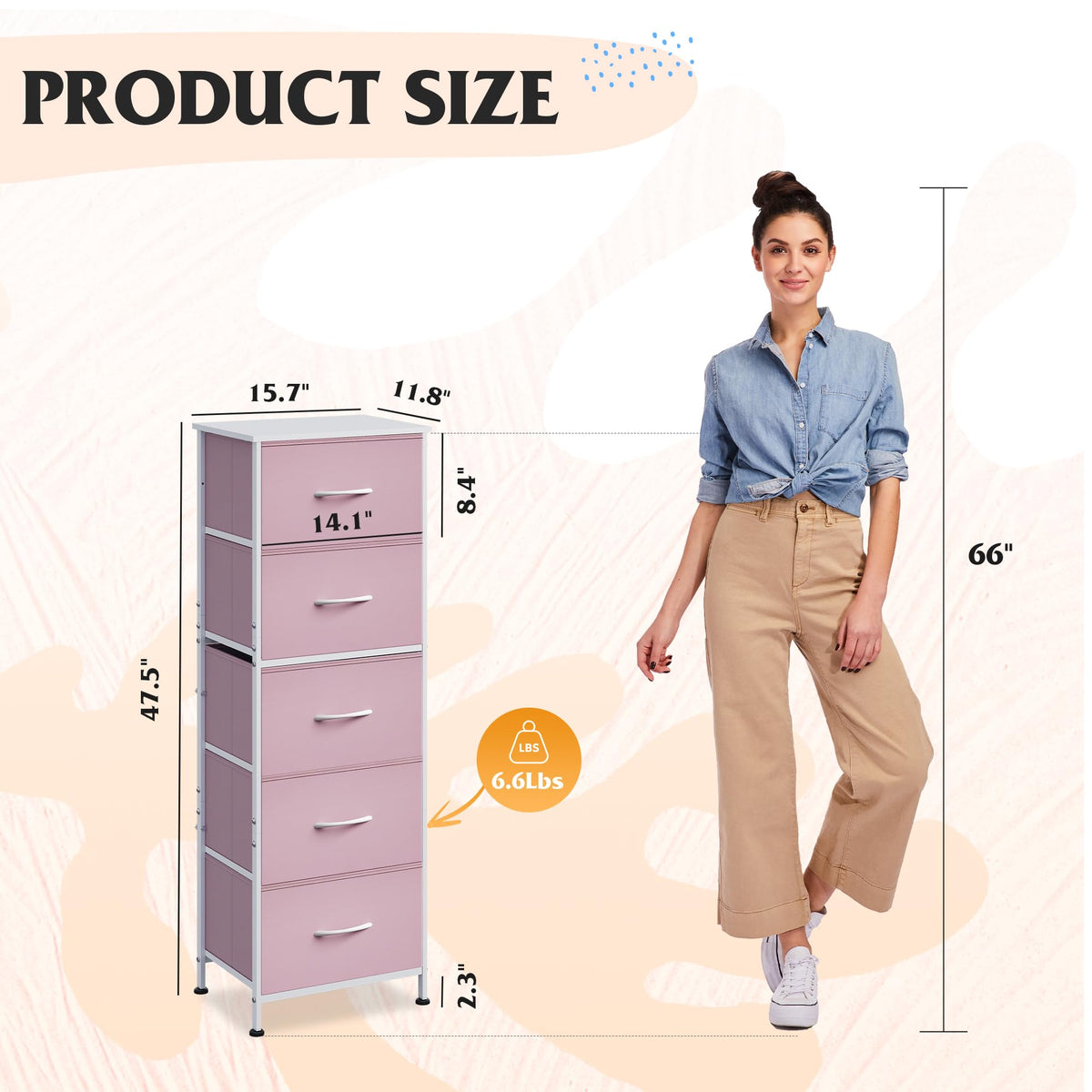 Drawer open reveals organized fabric bins in WLIVE dresser