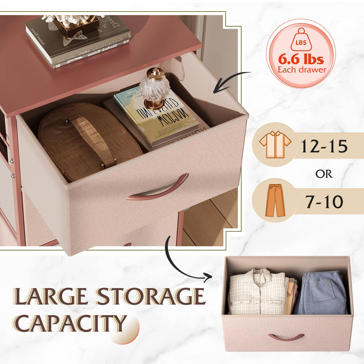 WLIVE dresser easy-pull handles enable smooth access to belongings
