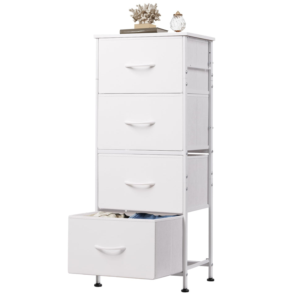 WLIVE dresser front view with four drawers for organized clothing storage.