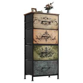 WLIVE dresser with four drawers and wood top for bedroom storage