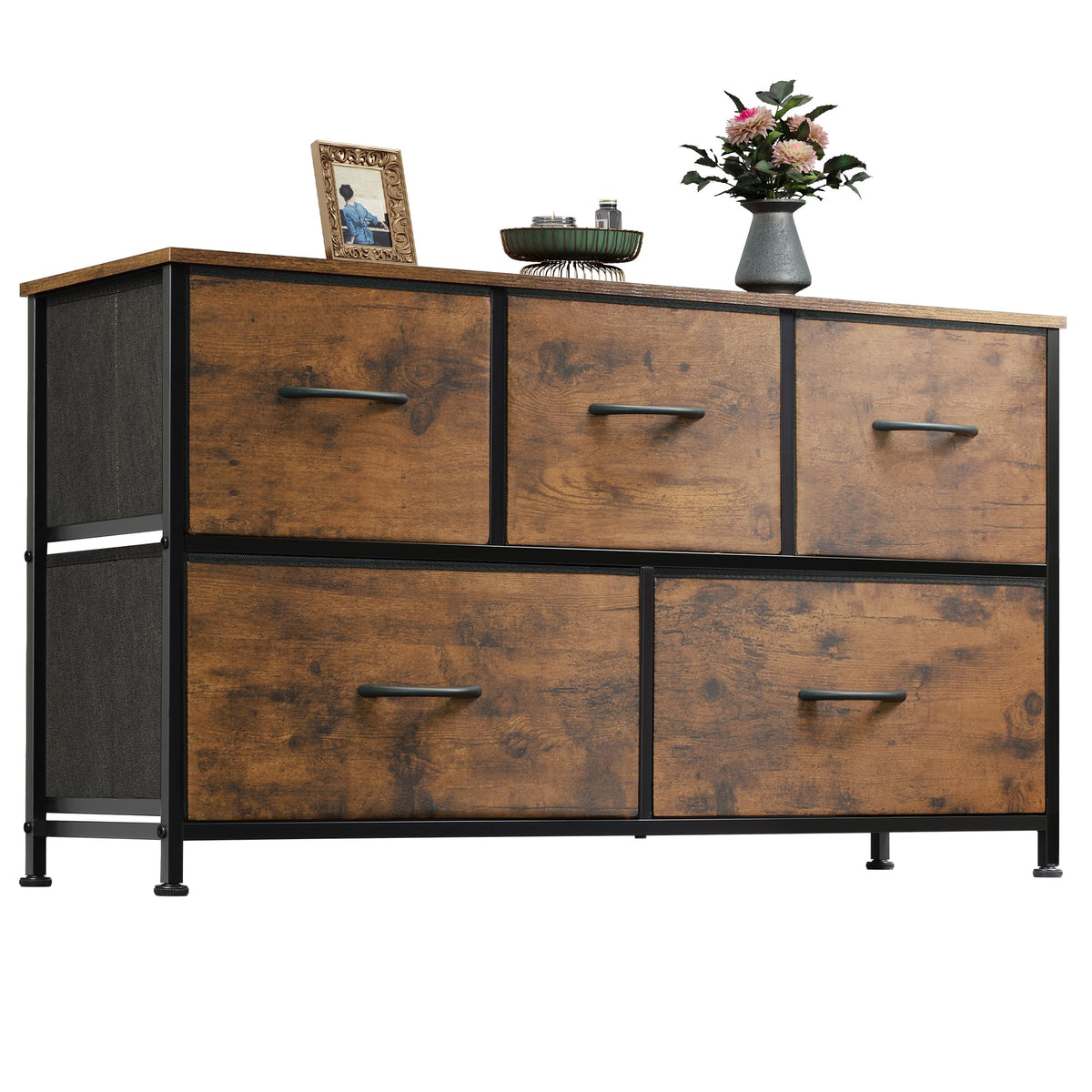 WLIVE dresser with 5 drawers, front view, organized bedroom storage