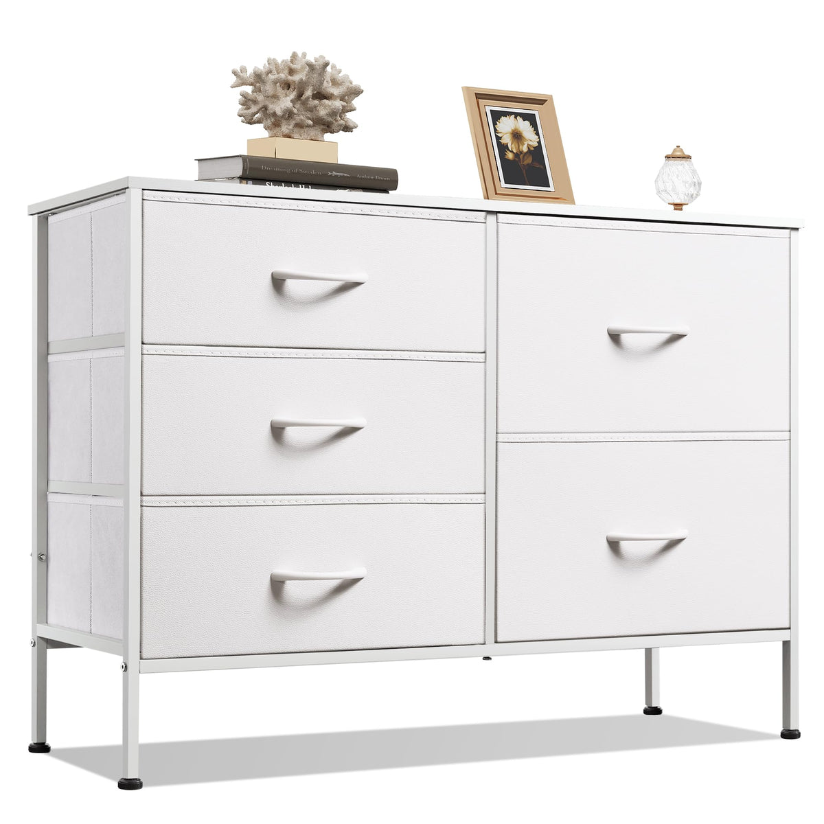 WLIVE dresser front view with five drawers for organized bedroom storage