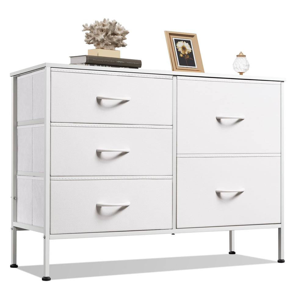 WLIVE dresser front view with five drawers for organized bedroom storage