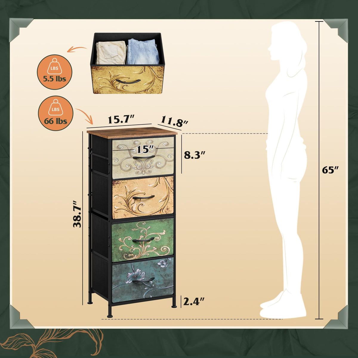 WLIVE dresser adjustable feet protect floors in hallways and entryways.