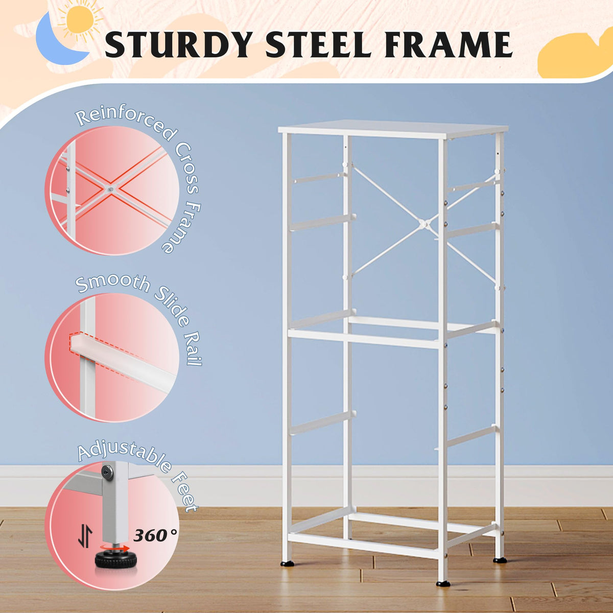 WLIVE dresser adjustable feet protect floors and reduce wobble.