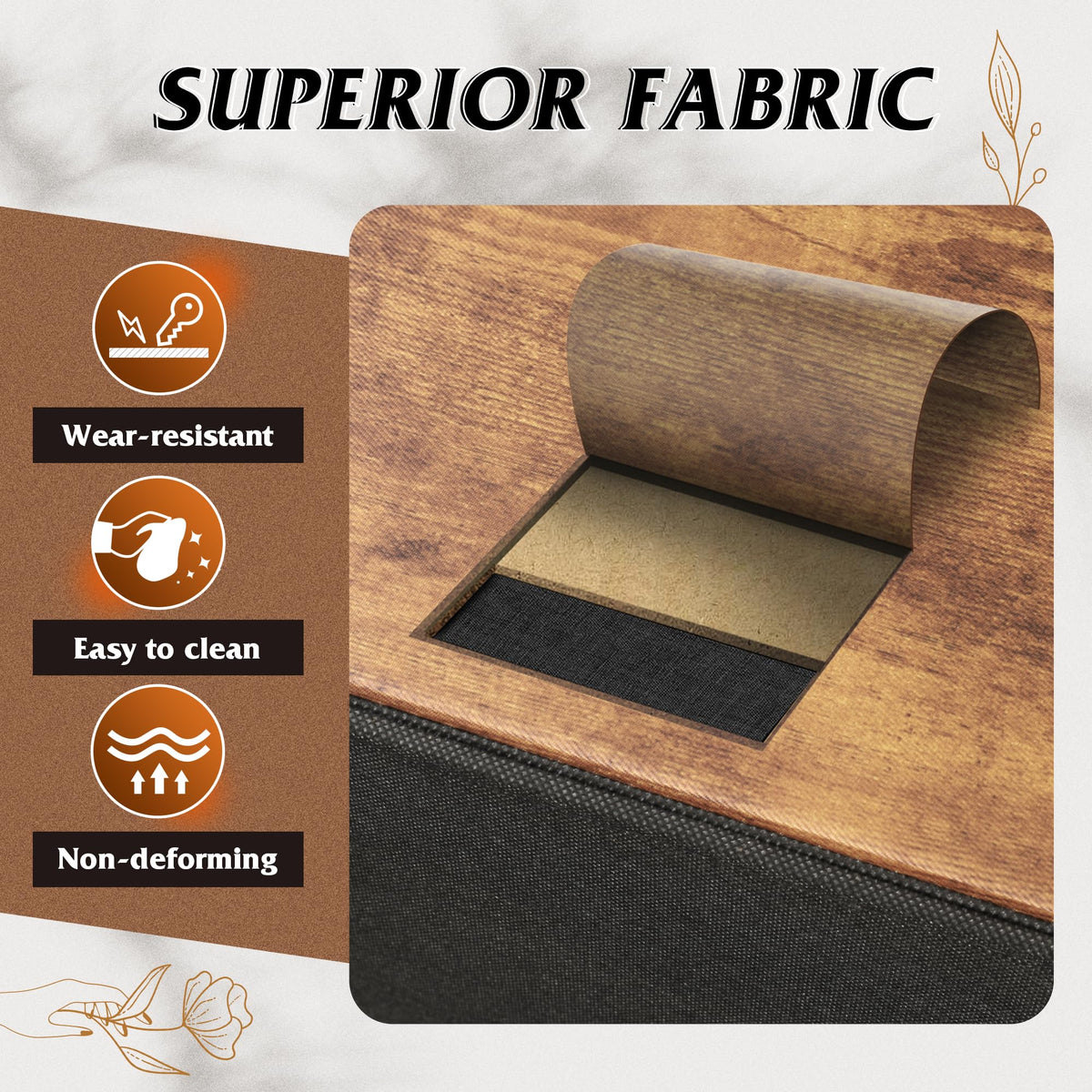 Adjustable feet on WLIVE dresser protecting floors