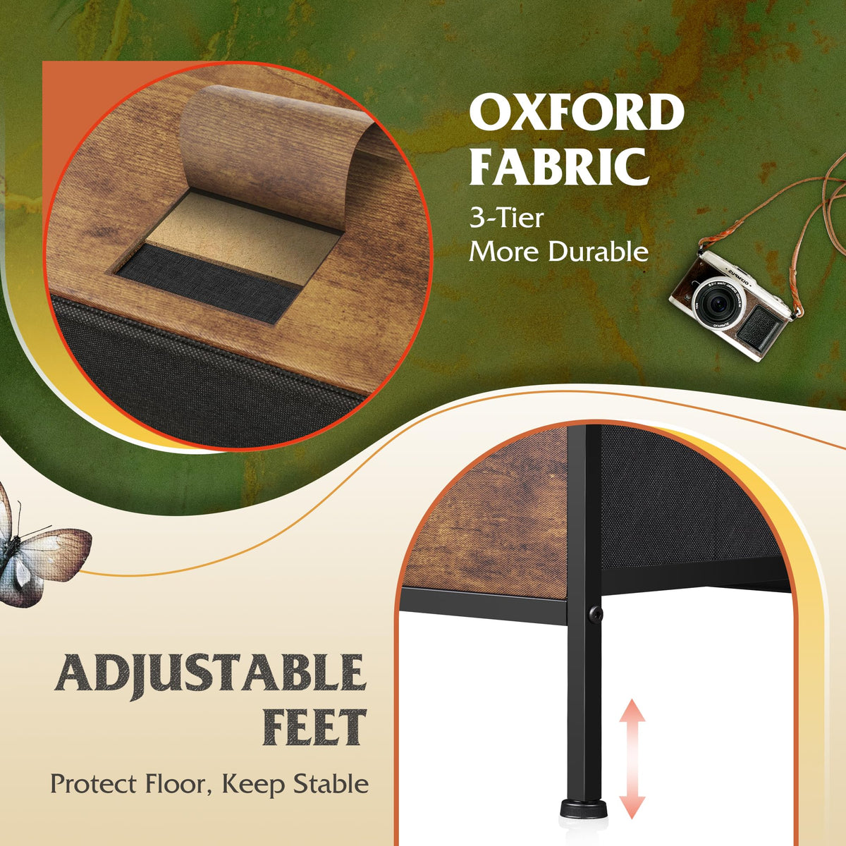 WLIVE dresser adjustable feet protect floors and level on uneven surfaces.