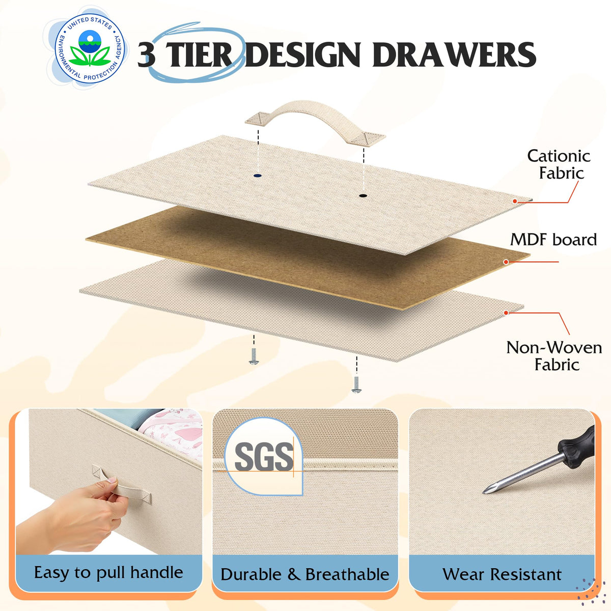WLIVE dresser back X-frame boosts stability and durability.