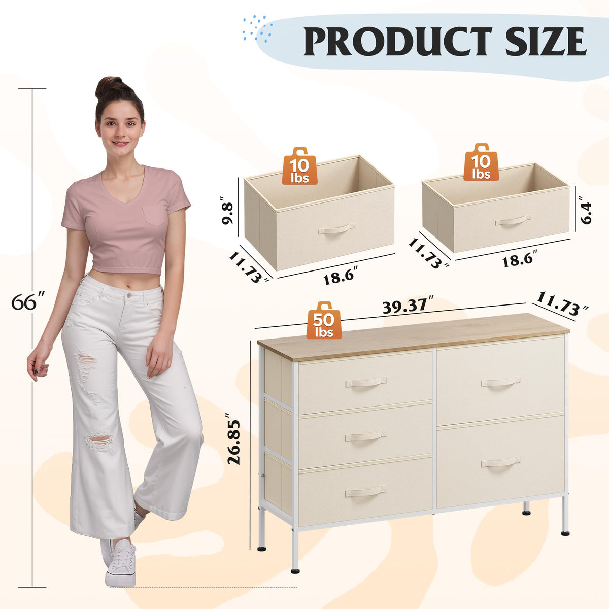 WLIVE dresser cream white bedroom scene illustrating storage in a room