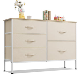 WLIVE dresser cream white front view showing sturdy frame for tidy spaces
