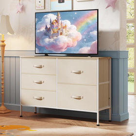 WLIVE dresser cream white side view highlighting compact footprint