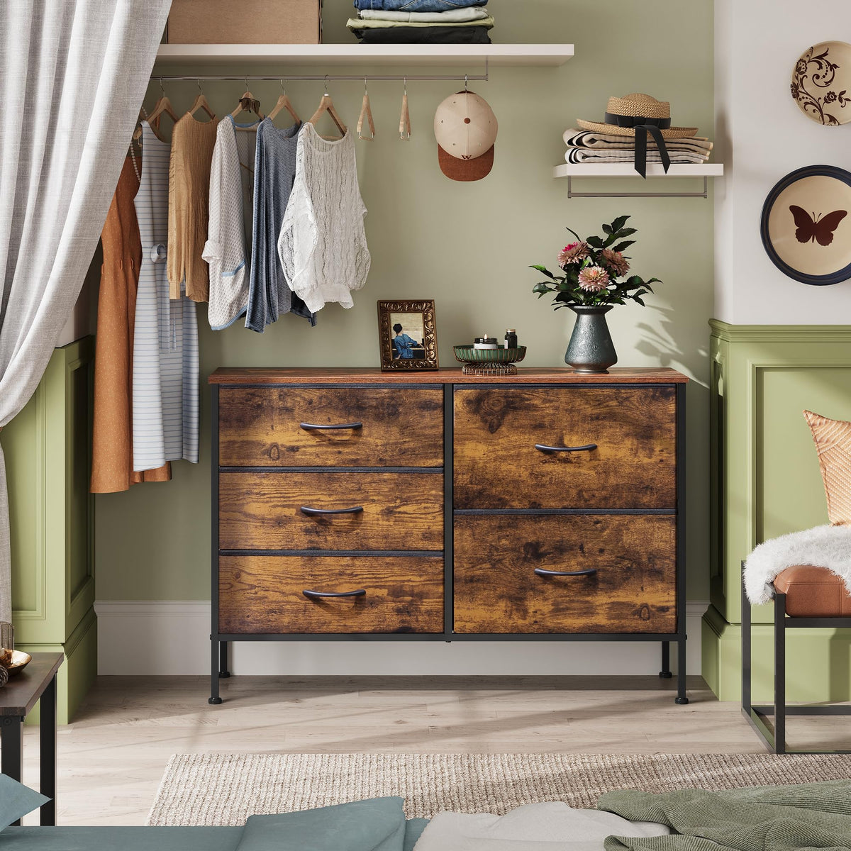 WLIVE dresser deep drawers ideal for blankets and bulkier outfits.