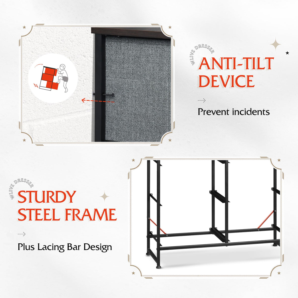 WLIVE dresser easy assembly with included tools and online video.