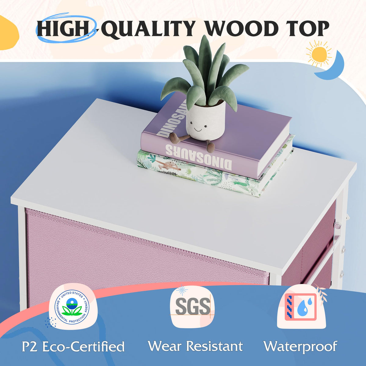 WLIVE dresser easy pull handles for smooth drawer access.