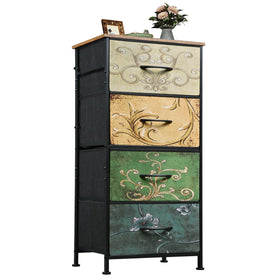 WLIVE dresser with four drawers and wood top, ideal for organized clothing storage.