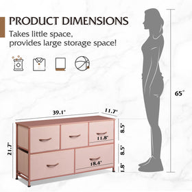 WLIVE pink rose gold dresser adds elegant storage to any room.