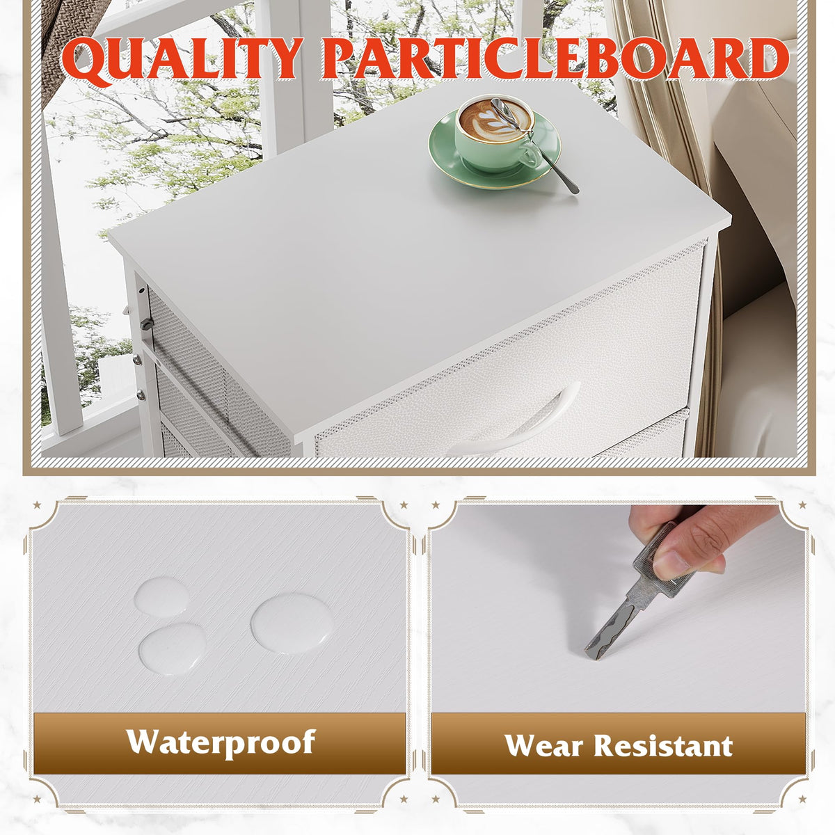 WLIVE dresser removable fabric drawers for easy access and reconfiguration.