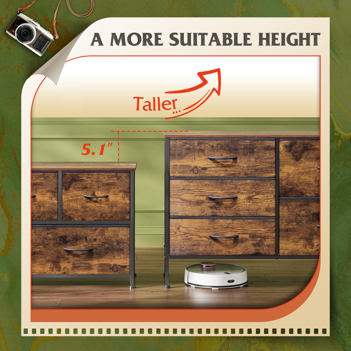 WLIVE dresser fits entryways or bedrooms, smoothing room organization.